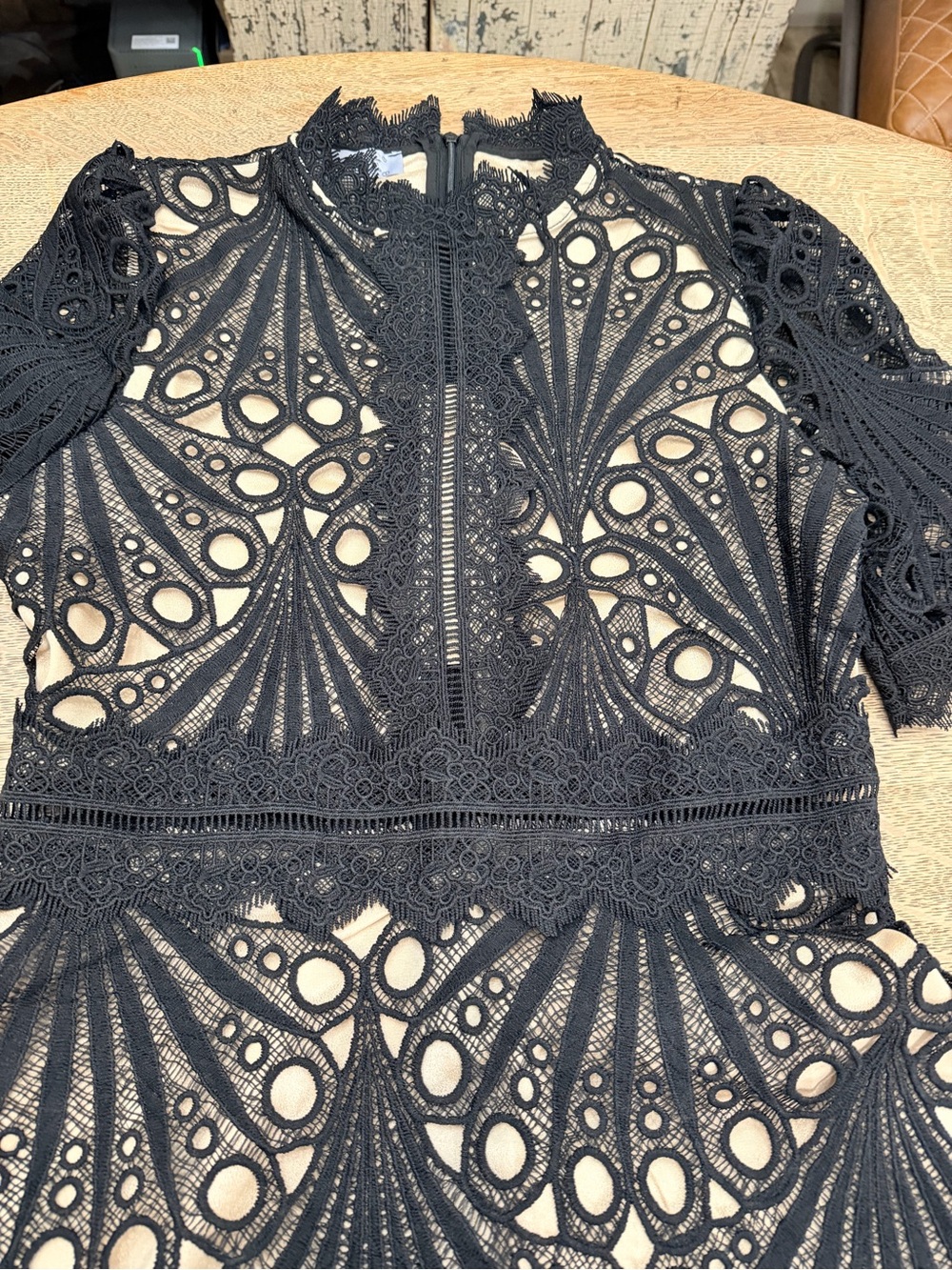 NWT Lace Crochet Midi Dress Wedding Guests Formal Events Large Black - Picture 12 of 15